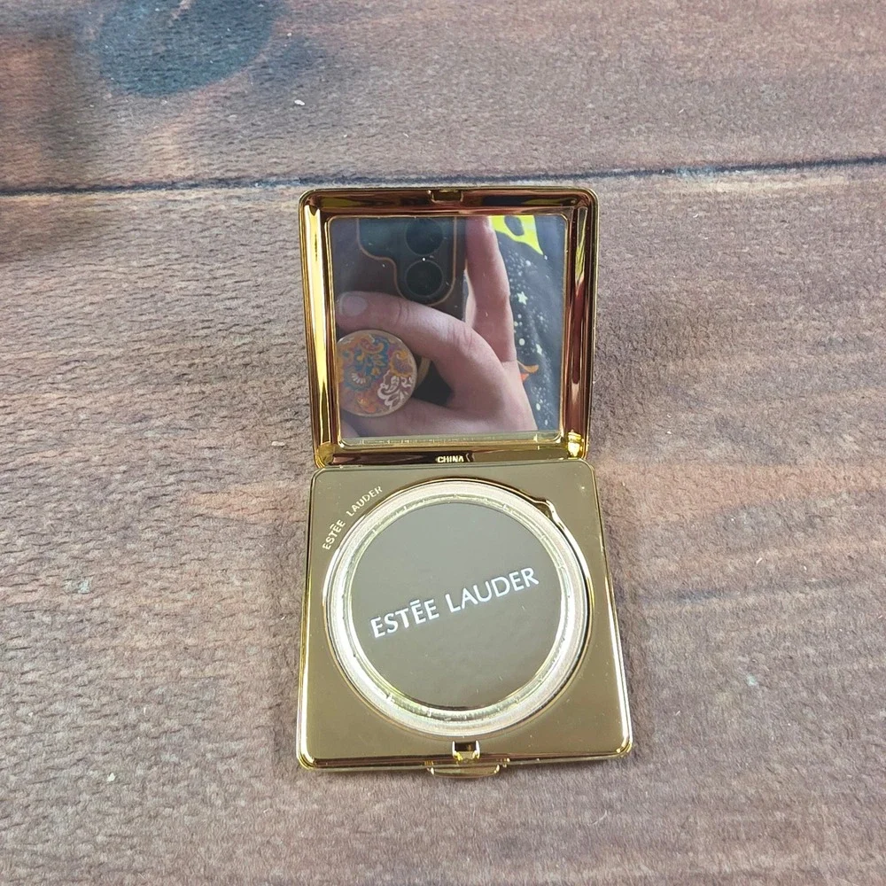 Estee Lauder Shimmer Powder Women OS Gold Good 23K Gold Plated Swarovski Compact